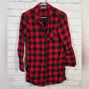 Eddie Bauer Women's Red Buffalo Plaid Nightshirt, Small 🐾